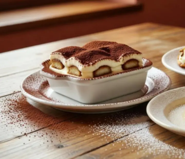 Trio of Italian desserts on a rustic table